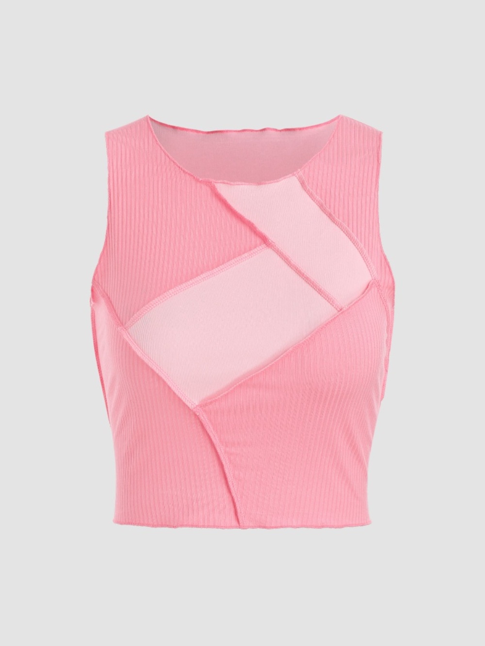 Cider Pink Ribbed Patch Tank Top